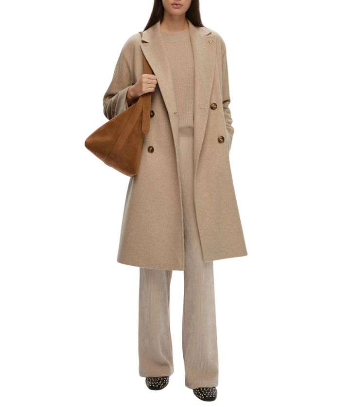 Cappotto doppiopetto da donna bianco sporco