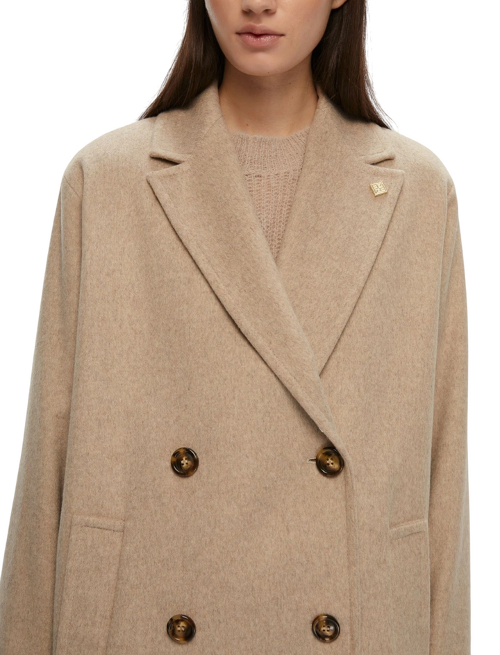 Cappotto doppiopetto da donna bianco sporco