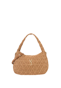 Borsa grande Dalia effetto rafia intrecciata color cuoio