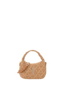 Borsa Dalia effetto rafia intrecciata color cuoio