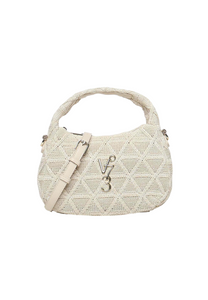 Borsa Dalia effetto rafia intrecciata off white
