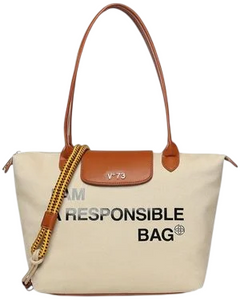 Borsa a spalla Responsabile panna / cuoio