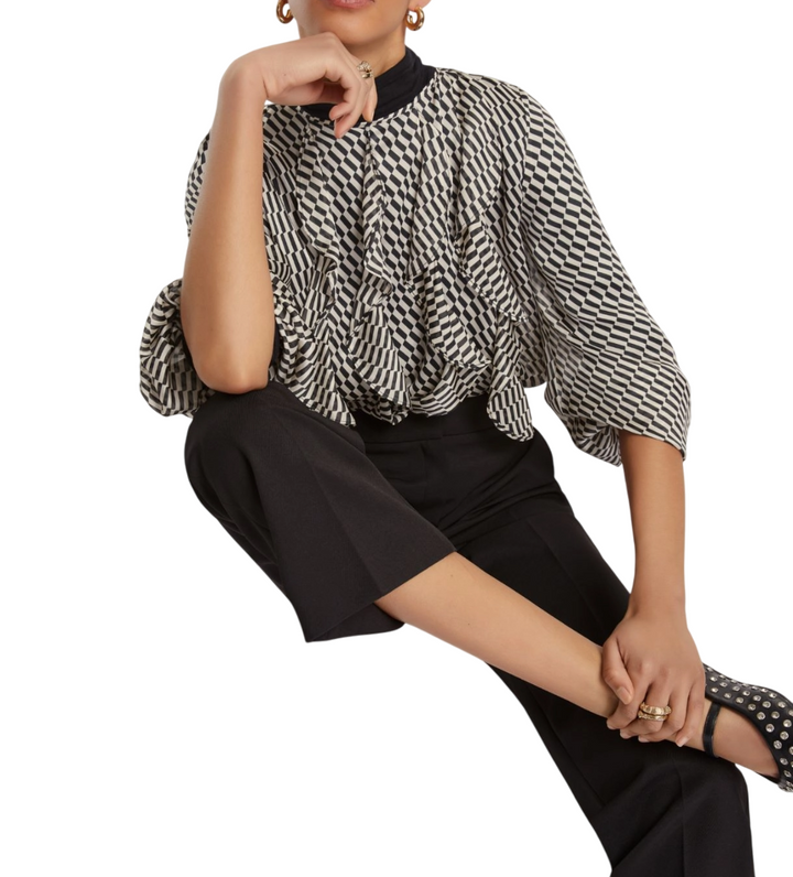 Camicia do donna con rouches stampata