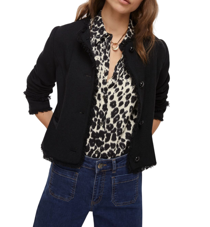 Giacca corta da donna in stuoia nera