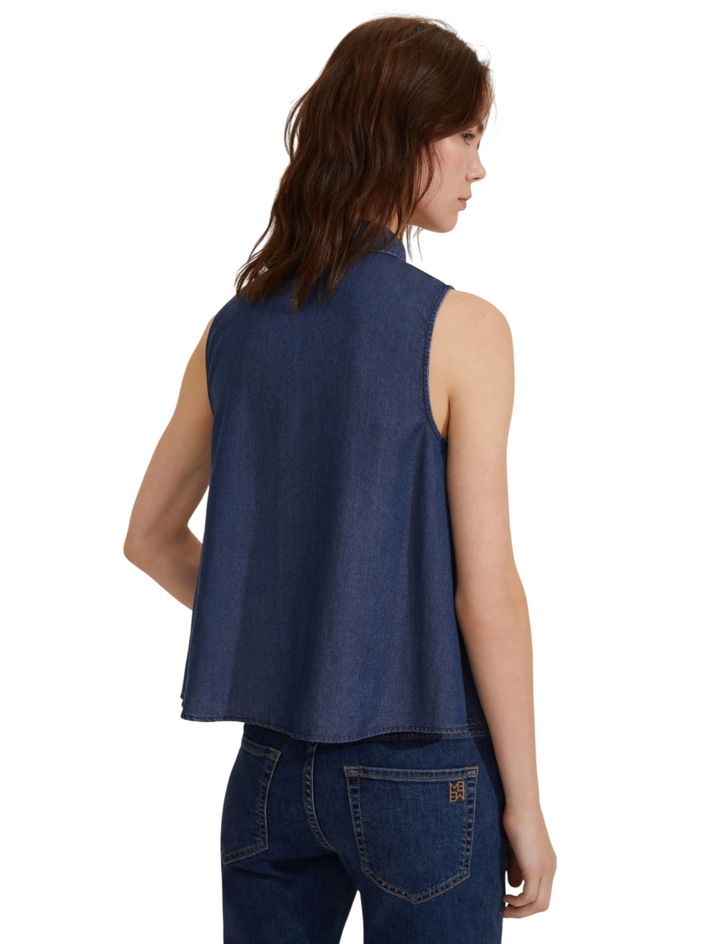 Camicia smanicata da donna in chambray