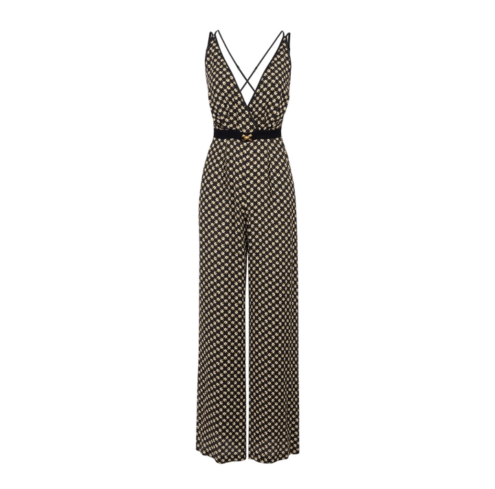 Tuta da donna in georgette con stampa a rombi