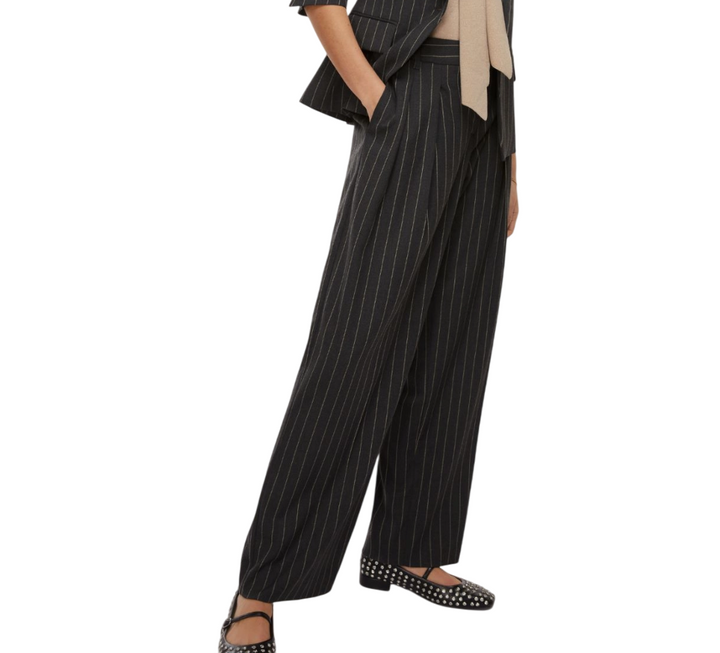 Pantaloni da donna ampi stretch grigio scuro