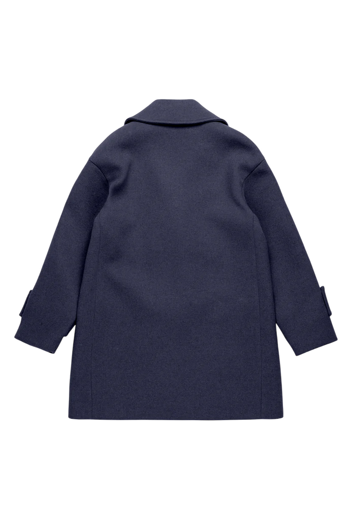 Cappottino da donna blu in panno di lana