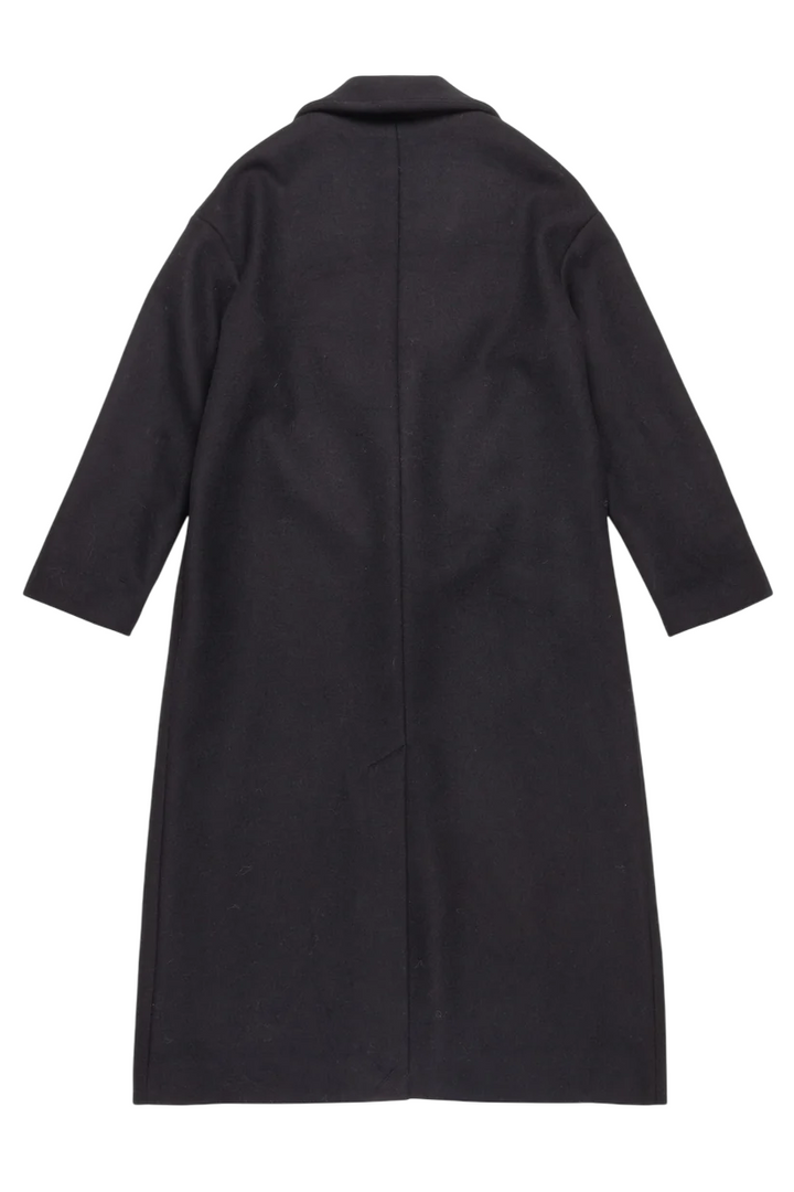 Cappotto lungo da donna in panno di lana nero