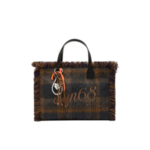 Borsa midi Cali con frange effetto lana blu