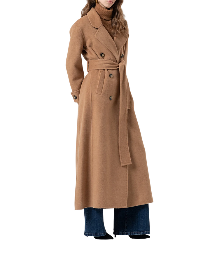 Cappotto lungo da donna in lana cammello