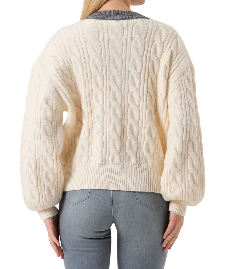 Bomber regular da donna in maglia con punto treccia