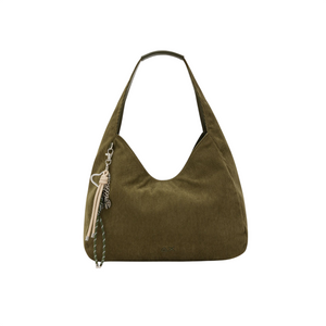 Borsa hobo in velluto verde militare