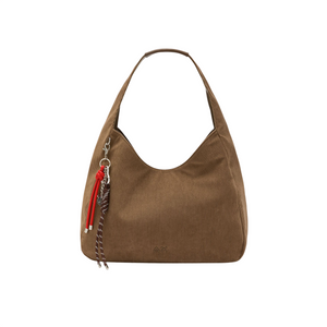 Borsa hobo in velluto beige scuro