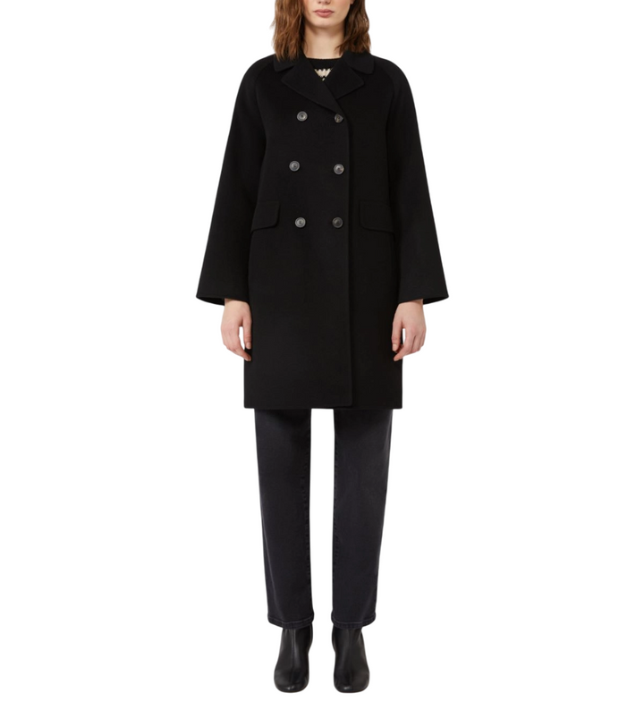 Cappotto doppiopetto da donna in lana nero