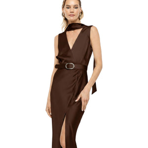 Abito midi donna dark coffee