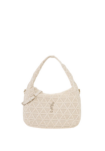 Borsa grande Dalia effetto rafia intrecciata off white