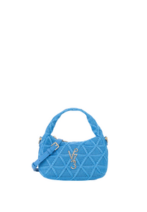 Borsa piccola Dalia effetto rafia intrecciata bluette